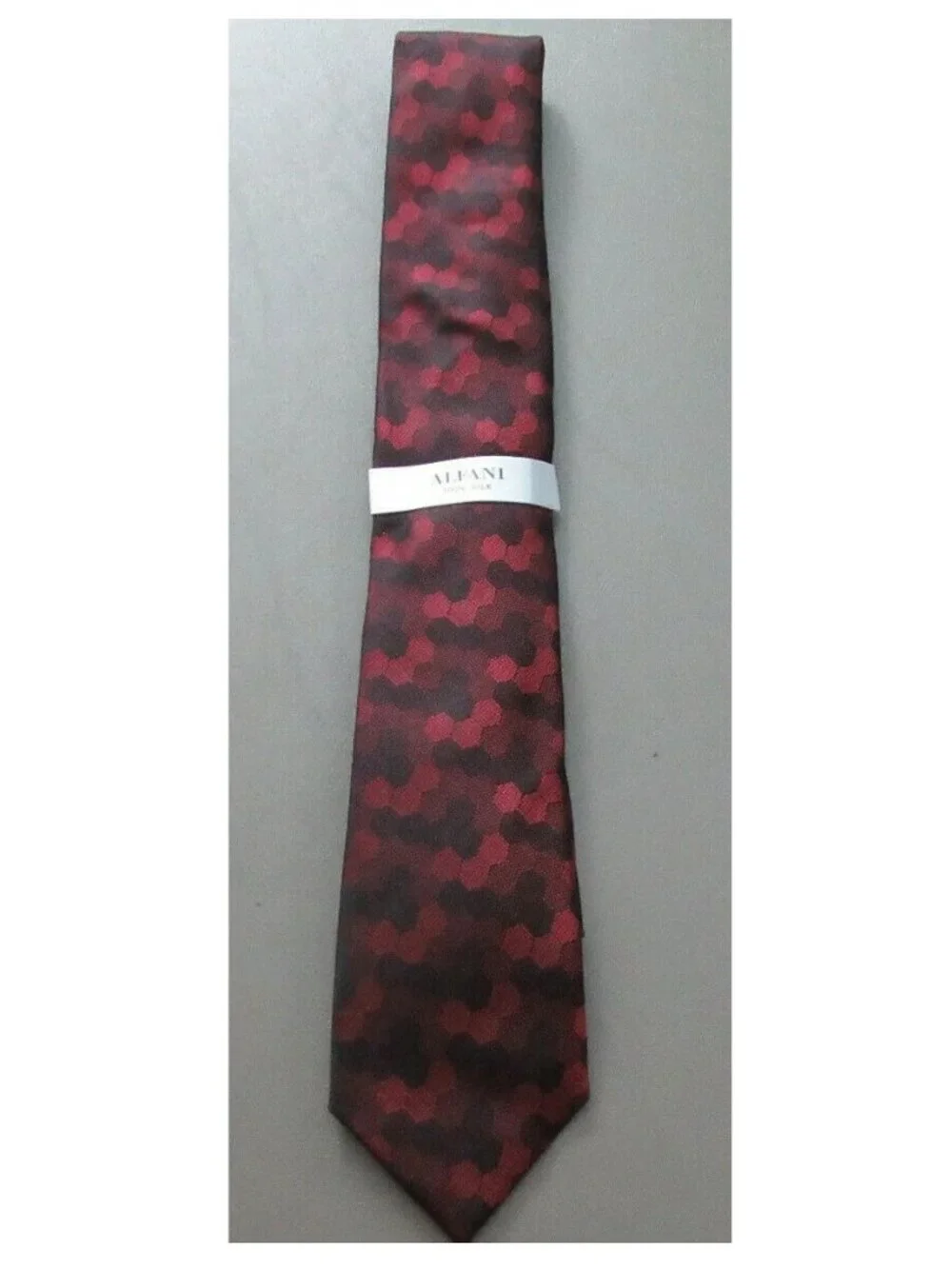 Alfani Men's 3'' Geometric 100% Silk Neck Tie, Red Black, One Size